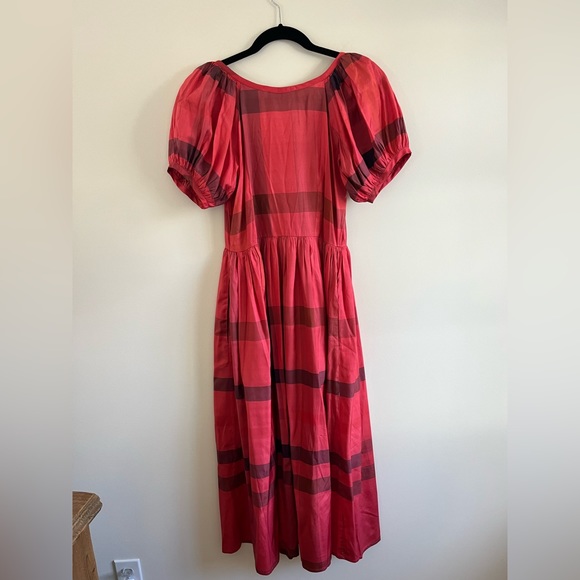 LoveShackFancy Red Plaid Silk Dress for Holidays - 2 - Picture 7 of 9